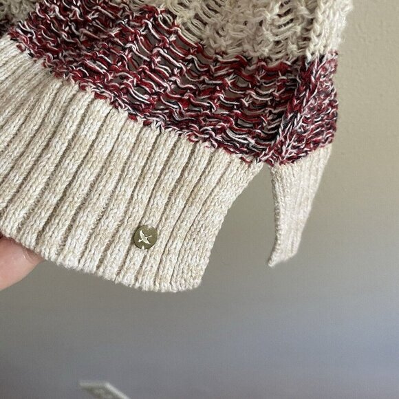 Eddie Bauer Women Sz M Ivory/Red/Blue Striped Linen Blend Knit Pullover Sweater - Picture 3 of 9